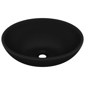 vidaXL ラグジュアリー 洗面器 楕円型 マットブラック 40x33cm セラミック製