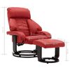 vidaXL TVリクライニングチェア フットスツール付き レッド 合成皮革製