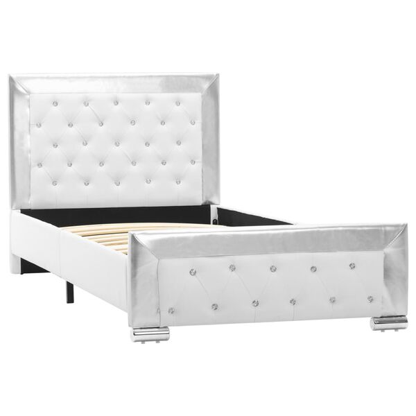 vidaXL ベッドフレーム ホワイト 合成皮革製 90x200cm