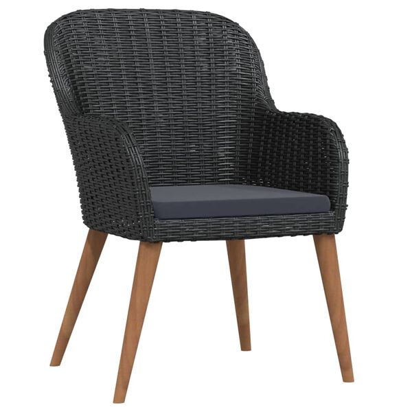 vidaXL ガーデンダイニングセット 7点 クッション付き ブラック