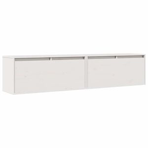 vidaXL ウォールキャビネット 2個 ホワイト 80x30x35 cm 無垢材 パイン材