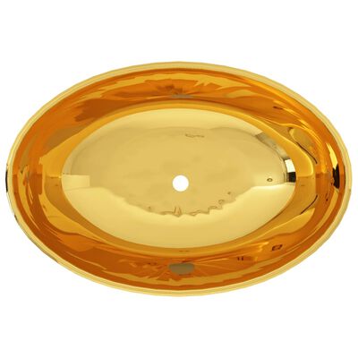 vidaXL 洗面器 40x33x13.5cm 陶器製 ゴールド