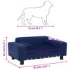 vidaXL 犬用ソファ ブルー 81x43x31cm プラッシュ＆合成皮革製