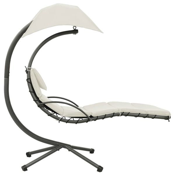 vidaXL ガーデンスイングチェア クリーム＆グレー 190x90x200 cm 布製