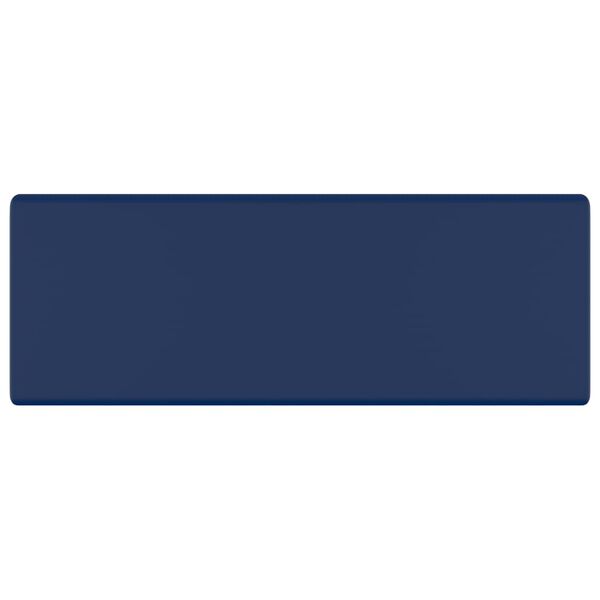 vidaXL 洗面器 角型 オーバーフロー付き マットダークブルー 41x41cm セラミック