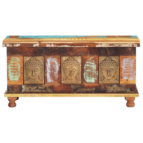 vidaXL 収納ボックス ブッダ柄パネル 90x35x45cm 再生木材