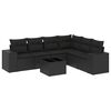 vidaXL 7点セット ガーデンソファセット クッション付き ブラック ポリラタン