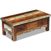 vidaXL コーヒーテーブル 引き出し付き 再生木材 無垢材 90x45x35 cm