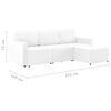 vidaXL 3人掛け モジュラー式 ソファベッド ホワイト 合成皮革製
