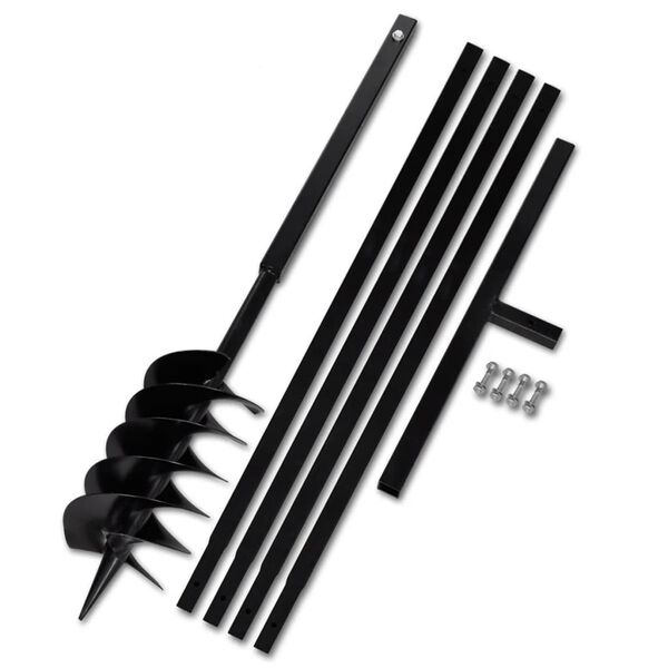 vidaXL グラウンドドリル ハンドル付き 150mm 延長チューブ 5m スチール