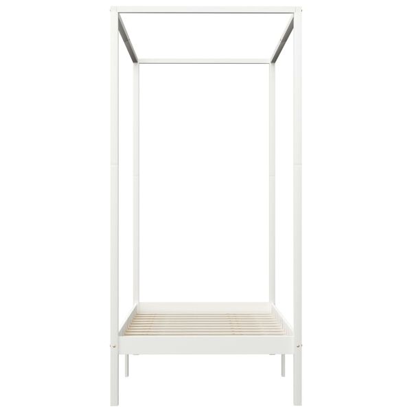 vidaXL ベッドフレーム キャノピー付き ホワイト パイン無垢材 100x200cm