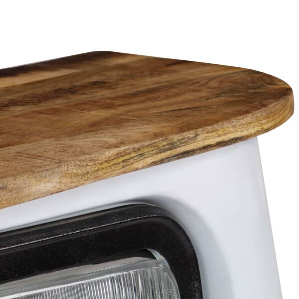 vidaXL トラック付き サイドボード マンゴー無垢材 ホワイト