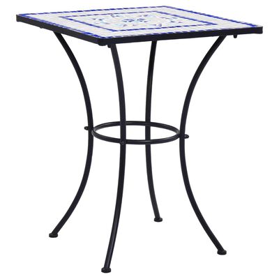 vidaXL モザイクビストロテーブル ブルー＆ホワイト 60cm セラミック製