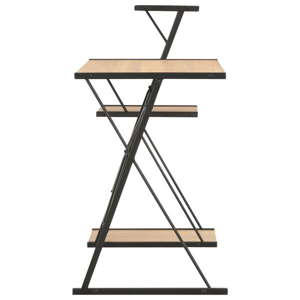vidaXL 棚付きデスク ブラック＆オーク 116x50x93cm