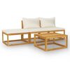 vidaXL 4ピース ガーデンラウンジセット クッション付き クリーム色 無垢アカシア材