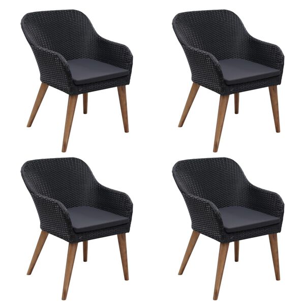 vidaXL ガーデンダイニング5点セット ブラック