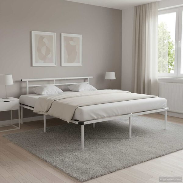 vidaXL ベッドフレーム ホワイト 金属製 200x200cm