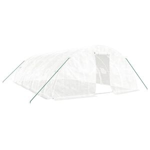 vidaXL スチールフレーム温室 ホワイト 40 m&sup2; 8x5x2.3 m