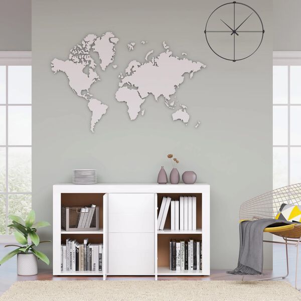 vidaXL サイドボード ハイグロスホワイト 120x35x69cm パーティクルボード