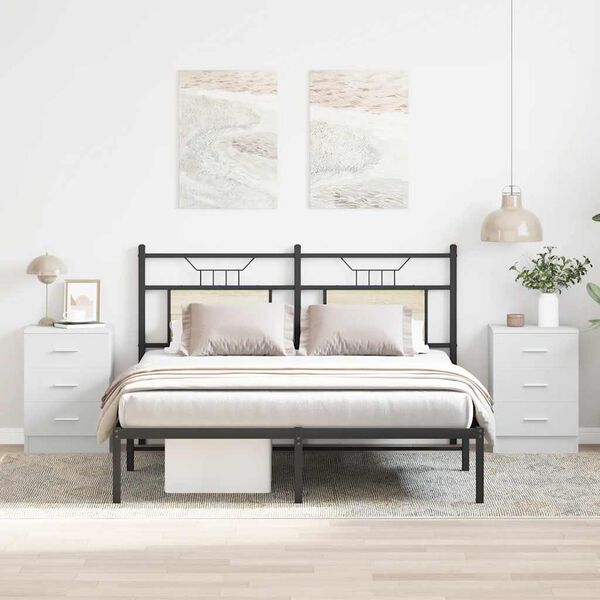 vidaXL ベッドサイドキャビネット 2点 ホワイト 38x35x56cm エンジニアリングウッド