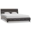 vidaXL ベッドフレーム LEDライト付き グレー 合成皮革製 140x200cm