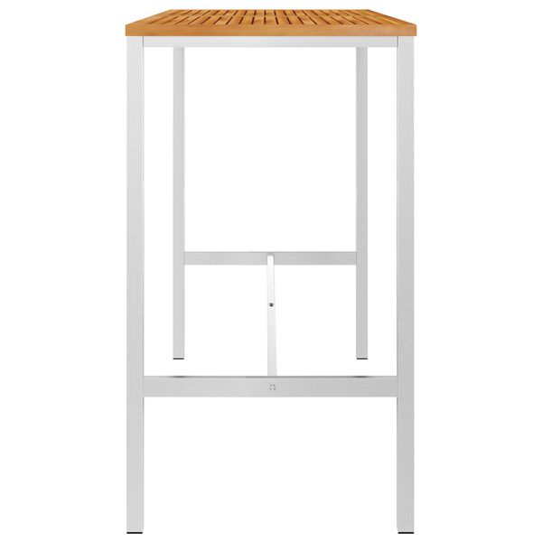 vidaXL バーテーブル 160x60x105cm アカシア無垢材＆ステンレススチール製