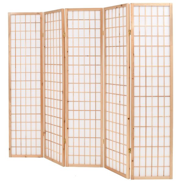 vidaXL 折りたたみ間仕切り パネル5枚 和風 200x170cm ナチュラル