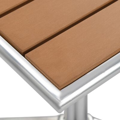 vidaXL ガーデンテーブル シルバー 60x60x70cm アルミ＆WPC