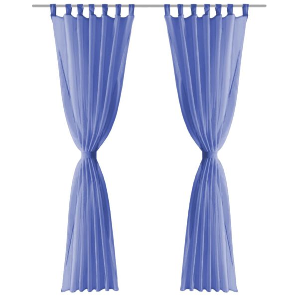 vidaXL ボイルカーテン 2枚 140x225cm ロイヤルブルー