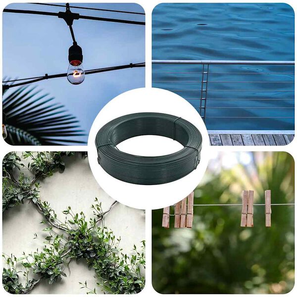 vidaXL フェンス結束線 250m 2.3/3.8 mm スチール 黒緑色