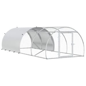 vidaXL 鶏小屋 シルバー 400 x 150 x 100 cm 亜鉛メッキ鋼板
