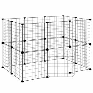 vidaXL ペットケージ パネル20枚 扉付き ブラック 105x70x70cm スチール