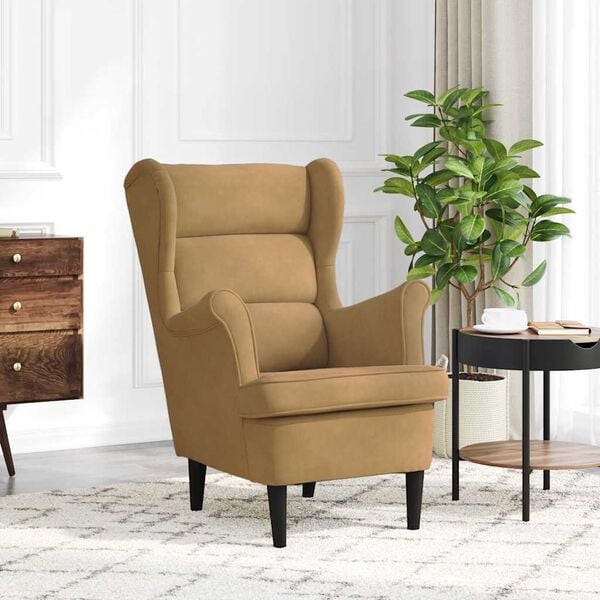 vidaXL アームチェア ブラウン ベルベット製