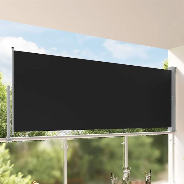 vidaXL パティオ用 引き込み式サイドオーニング 140 x 300 cm ブラック