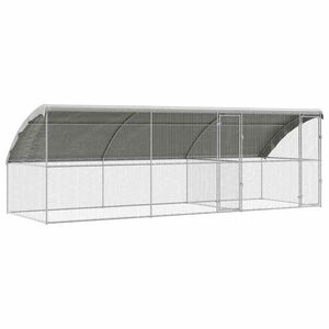 vidaXL 2ドア付き鶏用ケージ 3 個 シルバー 600x200x200cm 亜鉛メッキ鋼板