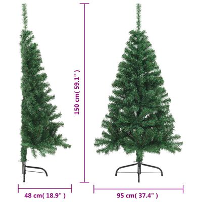 vidaXL ハーフ型 フェイククリスマスツリー スタンド付 グリーン 150 cm PVC製