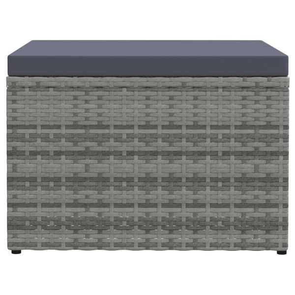 vidaXL ガーデンフットスツール クッション付き グレー ポリラタン製