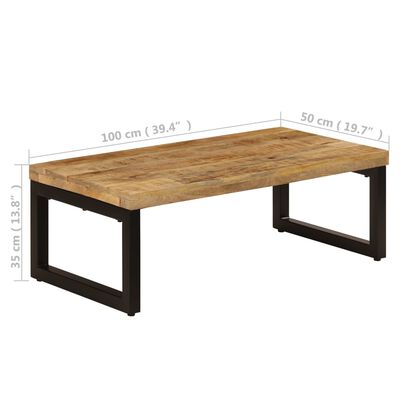 vidaXL コーヒーテーブル 100x50x35cm マンゴー無垢材＆スチール