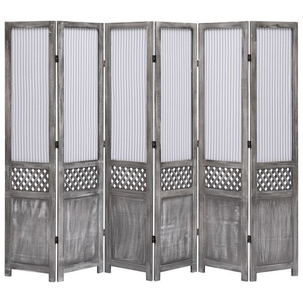 vidaXL 6枚パネル 間仕切り グレー 210x165cm 布製