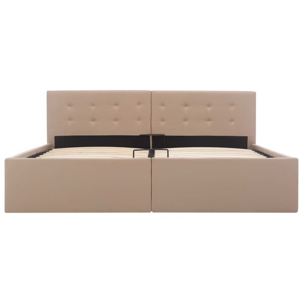 vidaXL 油圧式収納ベッドフレーム カプチーノ 合成皮革製 160x200cm