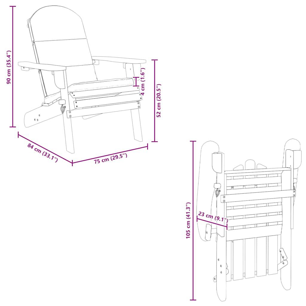 vidaXL アディロンダックガーデンチェア　クッション付き　アカシア無垢材