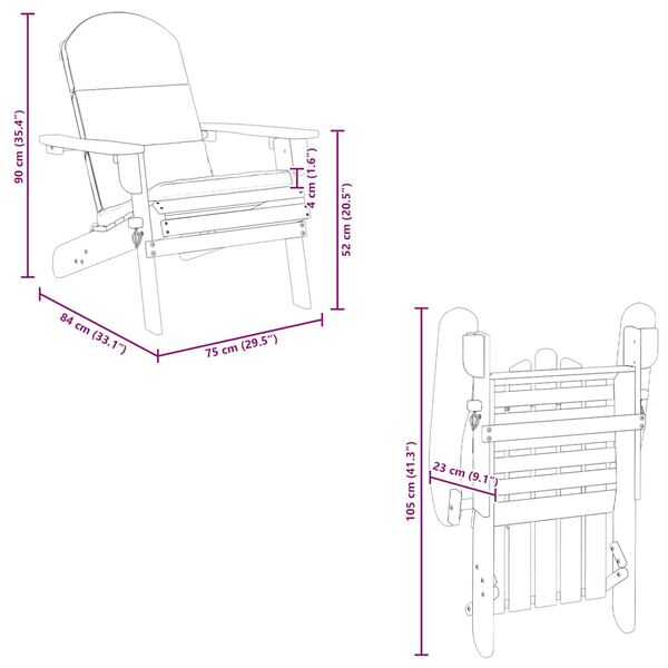vidaXL アディロンダックガーデンチェア　クッション付き　アカシア無垢材