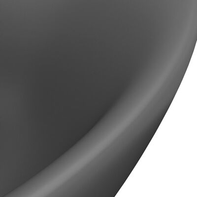 vidaXL 洗面器 楕円 オーバーフロー付き マットダークグレー 58.5x39cm セラミック