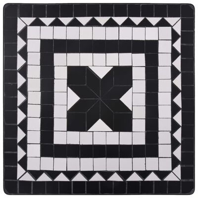 vidaXL モザイクビストロ3点セット セラミックタイル ブラック＆ホワイト