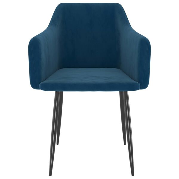 vidaXL ダイニングチェア 2点 ブルー ベルベット製