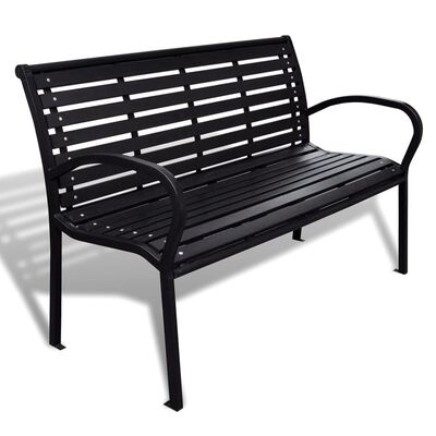 vidaXL ガーデンベンチ 125 cm スチール＆WPC ブラック
