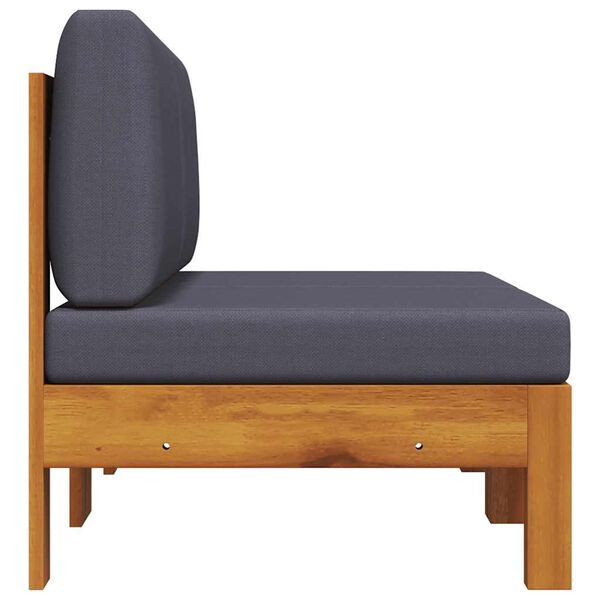 vidaXL ミドルソファ 2点 ダークグレークッション付き アカシア無垢材