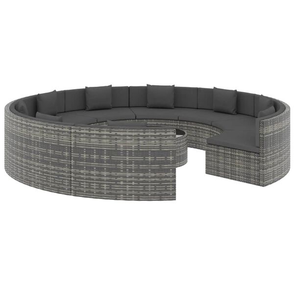 vidaXL ガーデンラウンジ10点セット クッション付き ポリラタン製 グレー