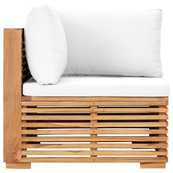 vidaXL ガーデンコーナーソファ クリームクッション付き チーク無垢材