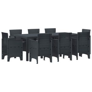 vidaXL ガーデンダイニングセット 9 pcs アンスラサイト ポリプロピレン